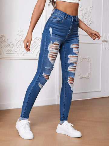 Tall High Waist Ripped Skinny Jeans