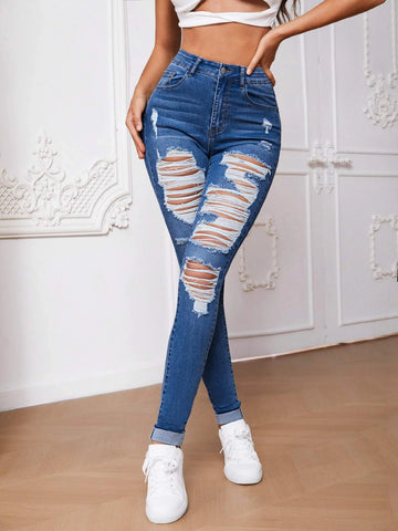 Tall High Waist Ripped Skinny Jeans