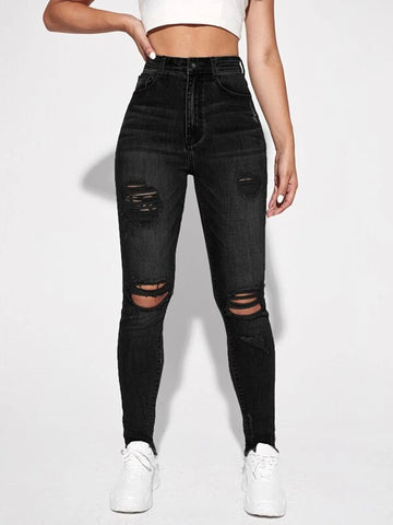 Ripped Detail Skinny Jeans