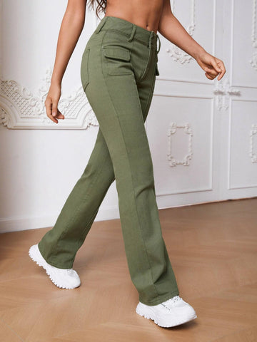 Tall Flap Pocket Seam Detail Flare Leg Jeans