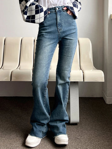 DAZY Raw Trim Bootcut Leg Jeans