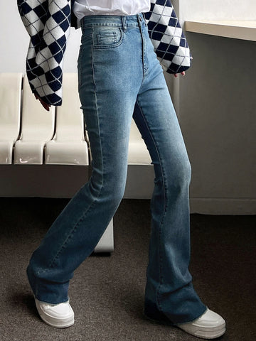 DAZY Raw Trim Bootcut Leg Jeans