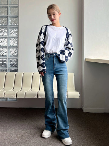 DAZY Raw Trim Bootcut Leg Jeans