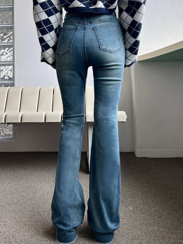 DAZY Raw Trim Bootcut Leg Jeans