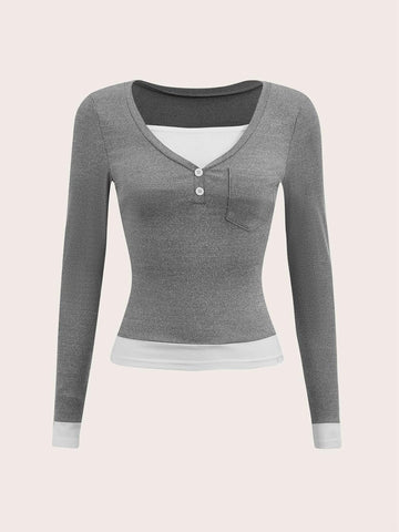 ROMWE STPL 2 In 1 Ribbed Tee