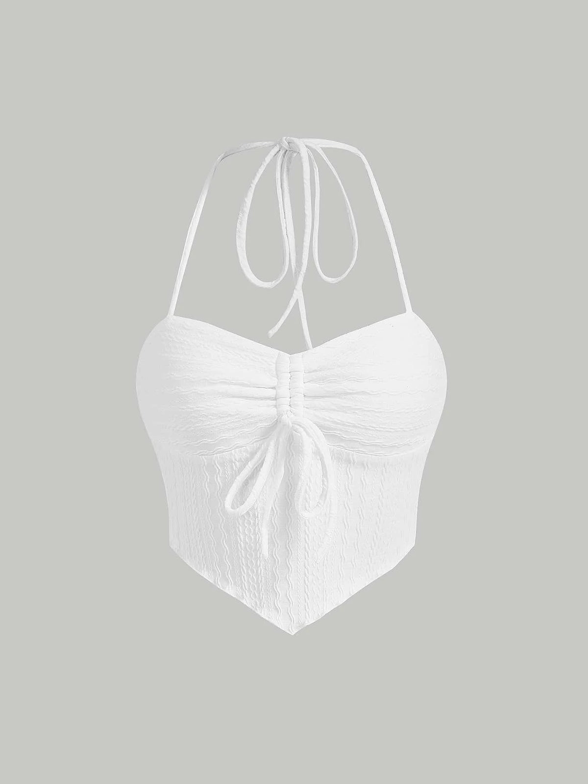 Solid Drawstring Halter Top
