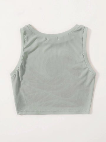 ROMWE Wave Graphic Ribbed Tank Top