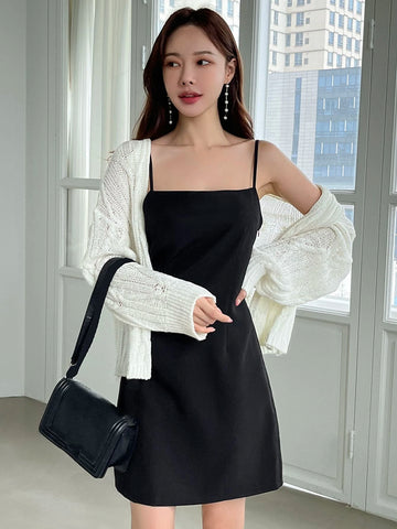 DAZY Solid Cami Dress Without Cardigan