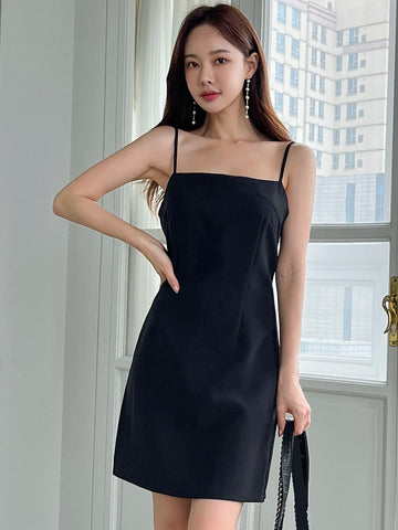 DAZY Solid Cami Dress Without Cardigan