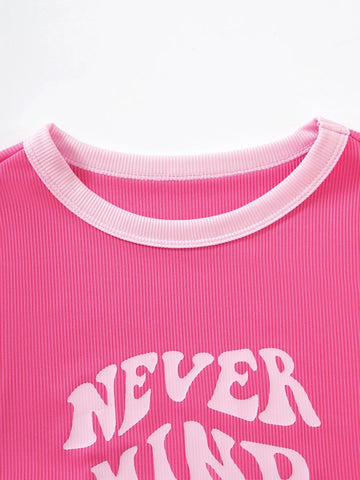Slogan Graphic Contrast Trim Bodysuit