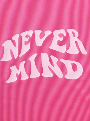 Slogan Graphic Contrast Trim Bodysuit