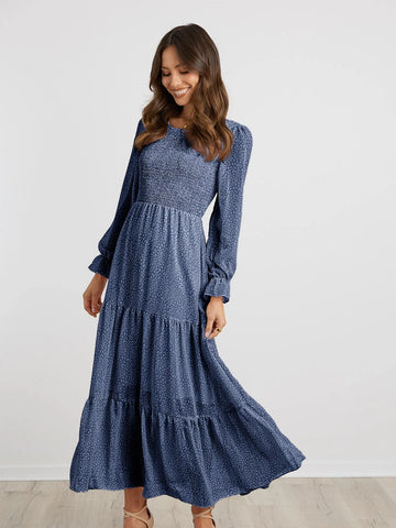 All Over Print Flounce Sleeve Dress