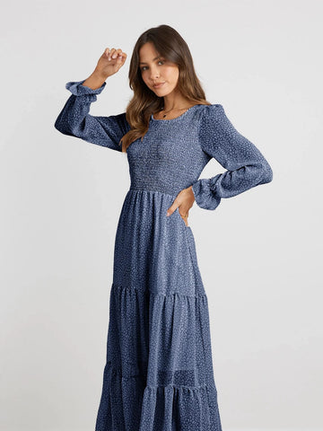 All Over Print Flounce Sleeve Dress