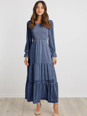 All Over Print Flounce Sleeve Dress