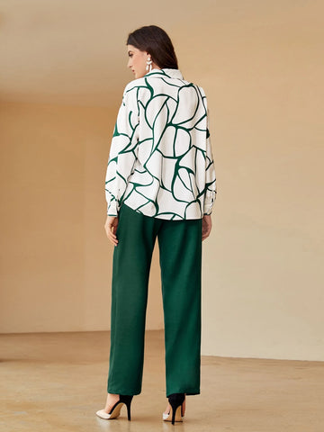 Graphic Print Shirt & Seam Front Pants
