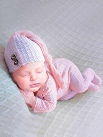 Newborn Waffle Knit Jumpsuit & Hat Photography Prop