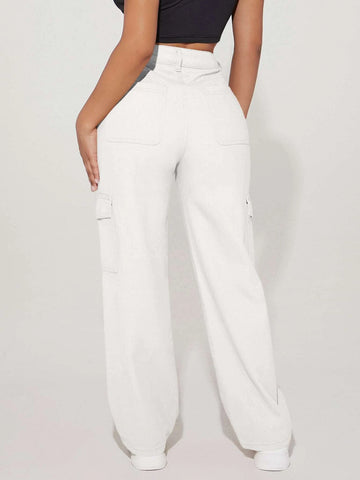 PETITE High Waist Flap Pocket Side Cargo Jeans