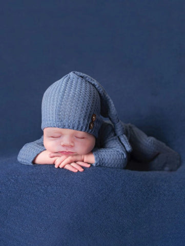 Newborn Waffle Knit Jumpsuit & Hat Photography Prop