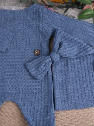 Newborn Waffle Knit Jumpsuit & Hat Photography Prop