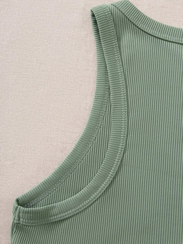 Two Tone Cut Out Crop Tank Top