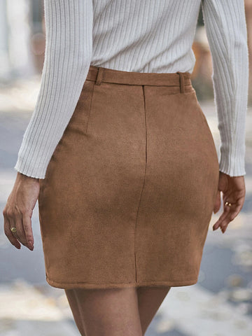 Tulip Hem Belted Skirt