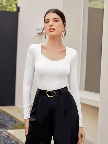 Solid Sweetheart Neck Tee