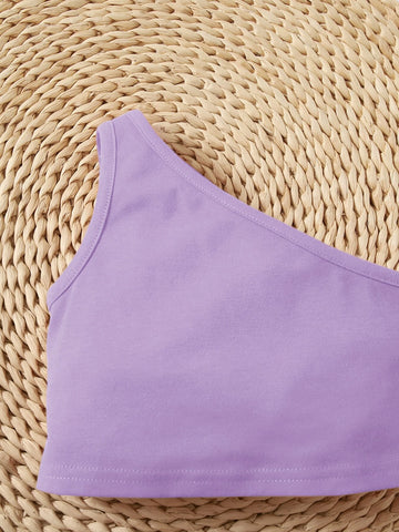 Baby One Shoulder Top & Paper Bag Waist Shorts