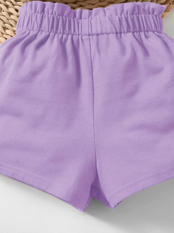 Baby One Shoulder Top & Paper Bag Waist Shorts