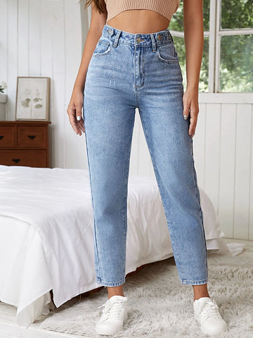 High Waist Cat Scratch Mom Fit Jeans