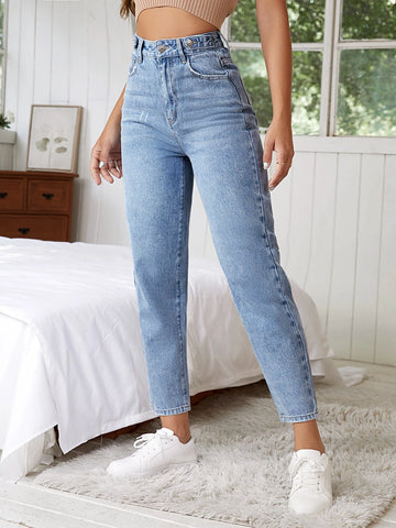 High Waist Cat Scratch Mom Fit Jeans