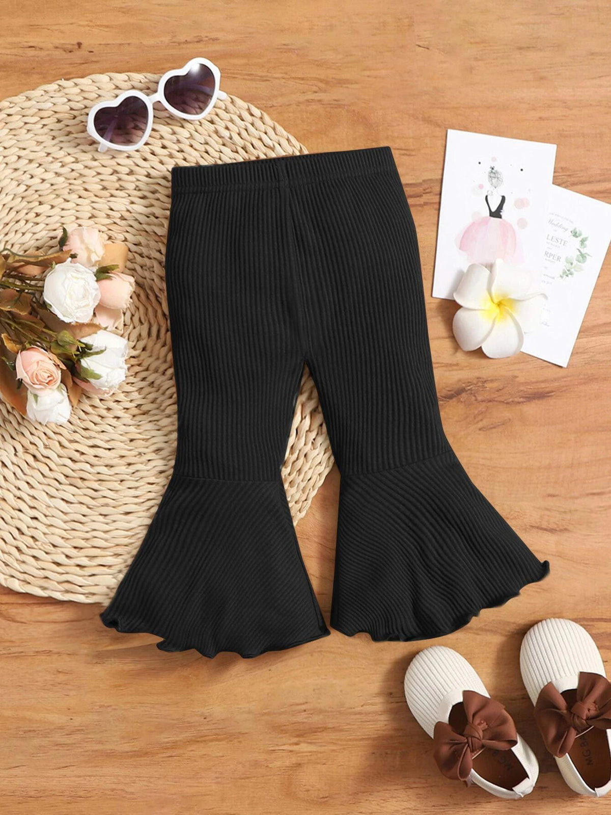 Baby Lettuce Trim Flare Leg Pants