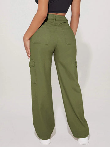 PETITE High Waist Flap Pocket Side Cargo Jeans