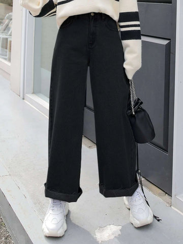 DAZY Wide Leg Pocket Detail Jeans