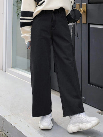 DAZY Wide Leg Pocket Detail Jeans