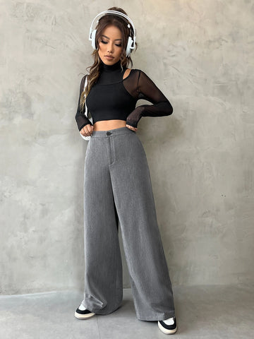 High Neck Cut Out Mesh Top