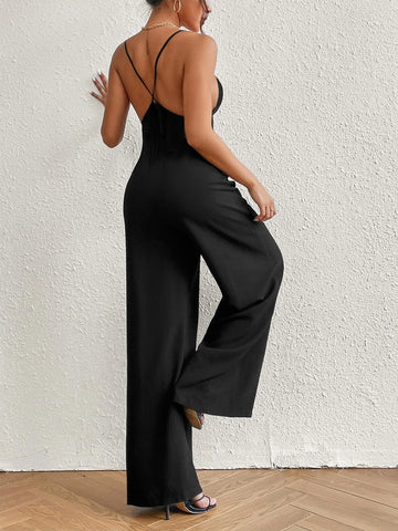 Crisscross Backless Wide Leg Cami Jumpsuit