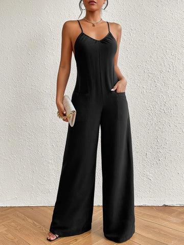 Crisscross Backless Wide Leg Cami Jumpsuit