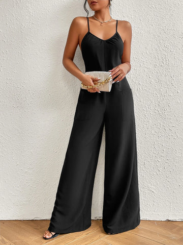 Crisscross Backless Wide Leg Cami Jumpsuit