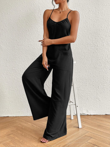 Crisscross Backless Wide Leg Cami Jumpsuit