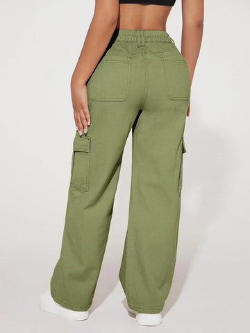 PETITE High Waist Flap Pocket Cargo Jeans