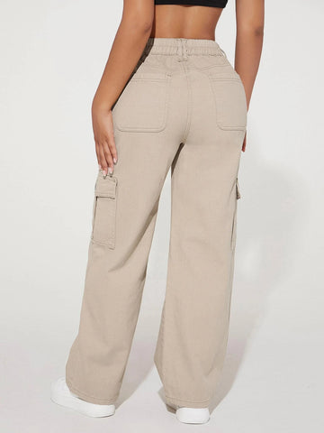 PETITE High Waist Flap Pocket Cargo Jeans