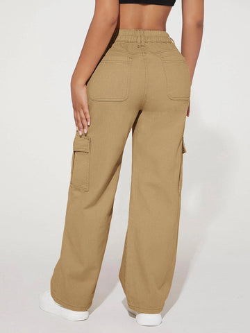 PETITE High Waist Flap Pocket Cargo Jeans