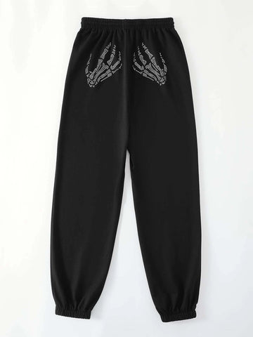 Rhinestone Skeleton Pattern Sweatpants