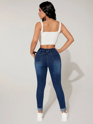 PETITE Drawstring Waist Skinny Jeans