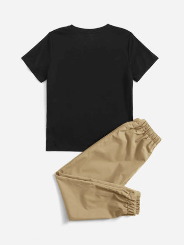 Boys Headphone Print Tee & Drawstring Waist Pants