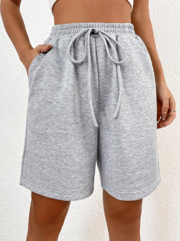 Solid Knot Waist Slant Pocket Shorts