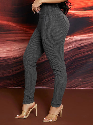 SXY Ruched Rib Knit Leggings