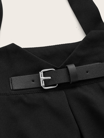 ROMWE Academia Grommet Eyelet Criss-cross Pinafore Skirt