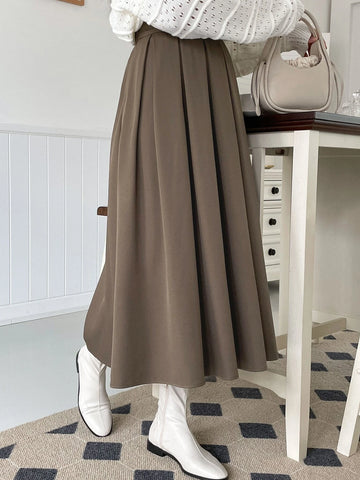 DAZY Solid Fold Pleated Skirt