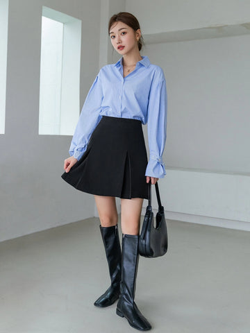 DAZY High Waist Fold Pleated Skirt